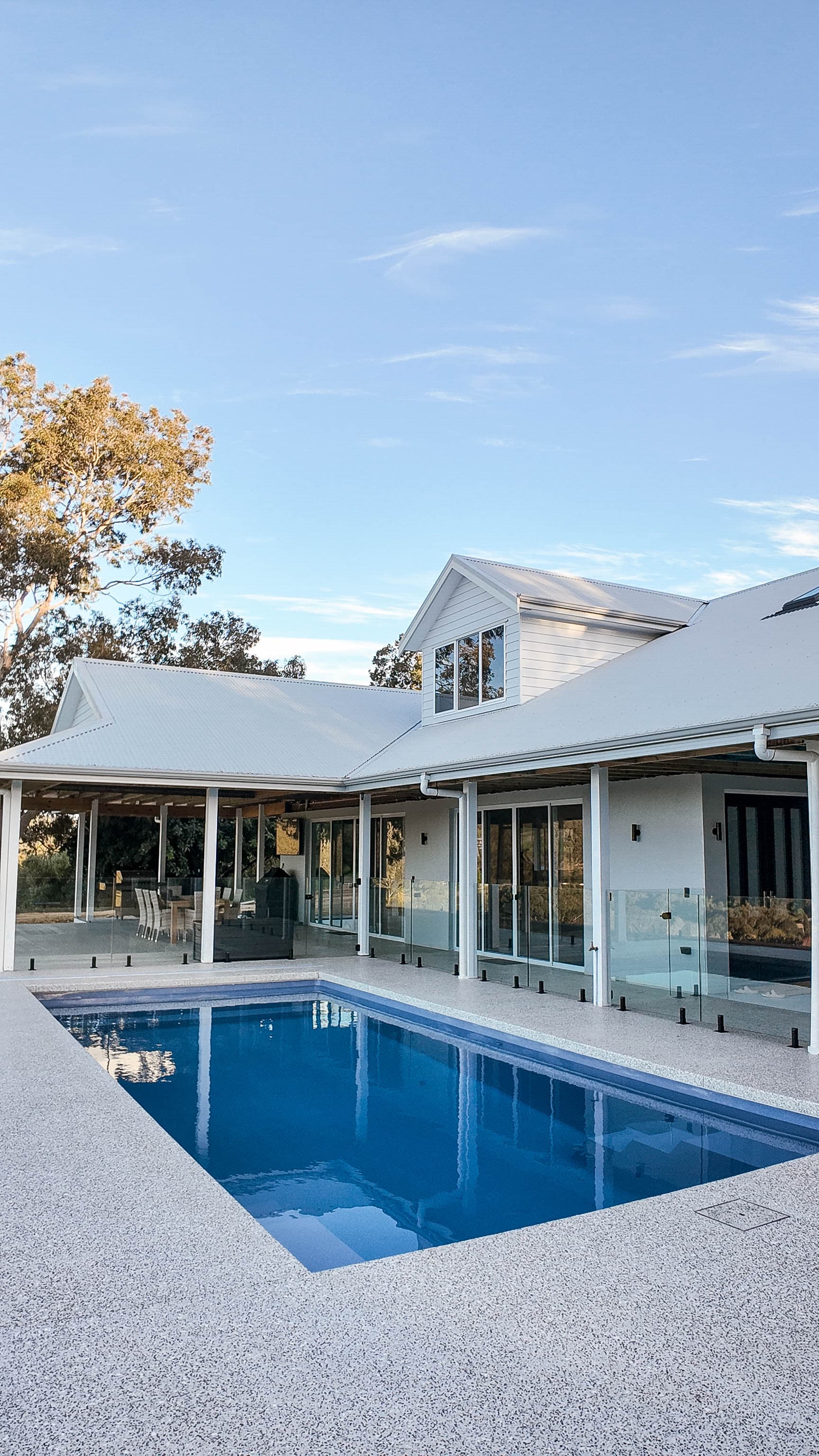 Aerial view of completed pool in Carmel